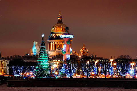 Новогодняя Стрелка Васильевского острова | Санкт-Петербург
