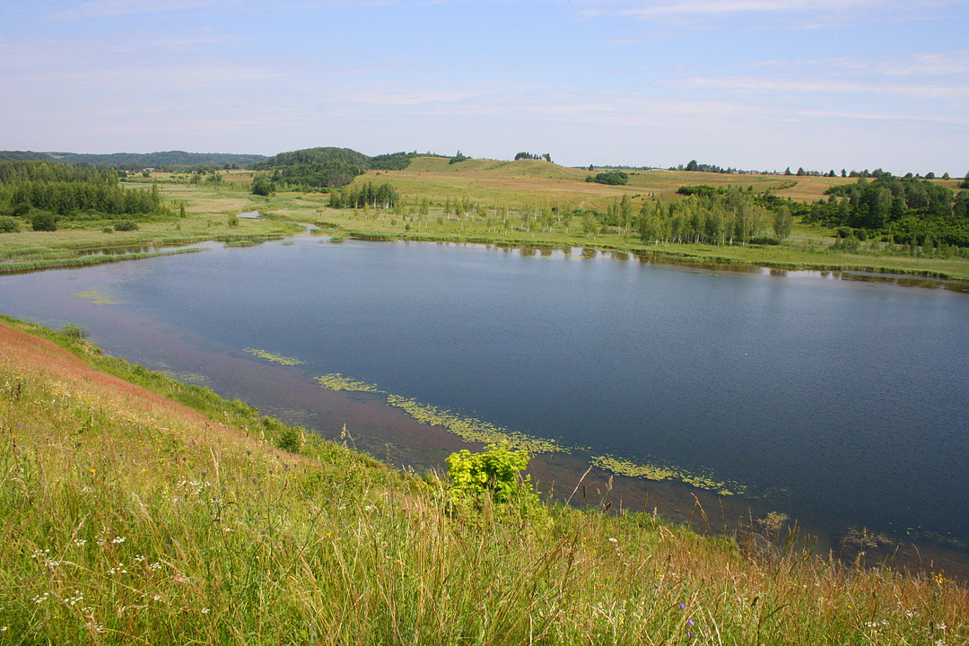 Городищенское озеро с вытекающей из него рекой Сходница | Псков