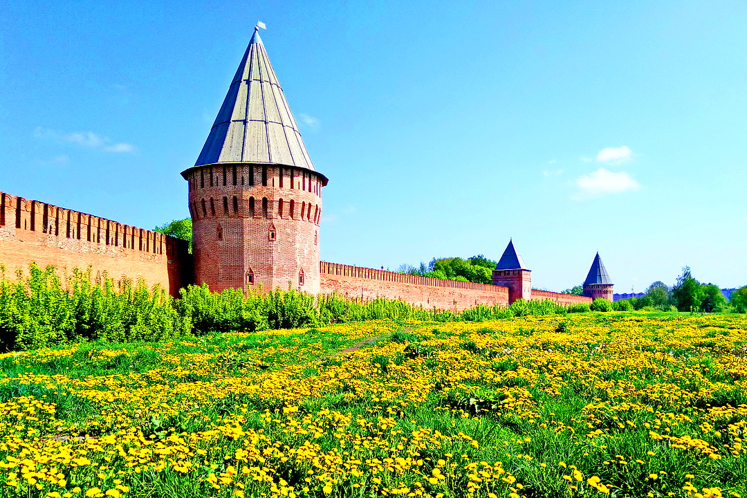 Отсюда начинается самый длинный из сохранившихся участков Смоленской крепостной стены с 9-ю башнями | Смоленск